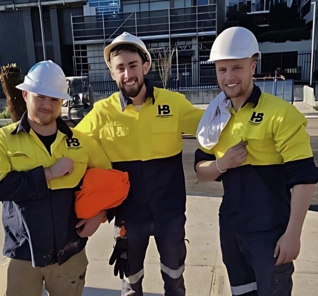 Harrison Barratt Group crew, real workers in HBG hi-vis on site