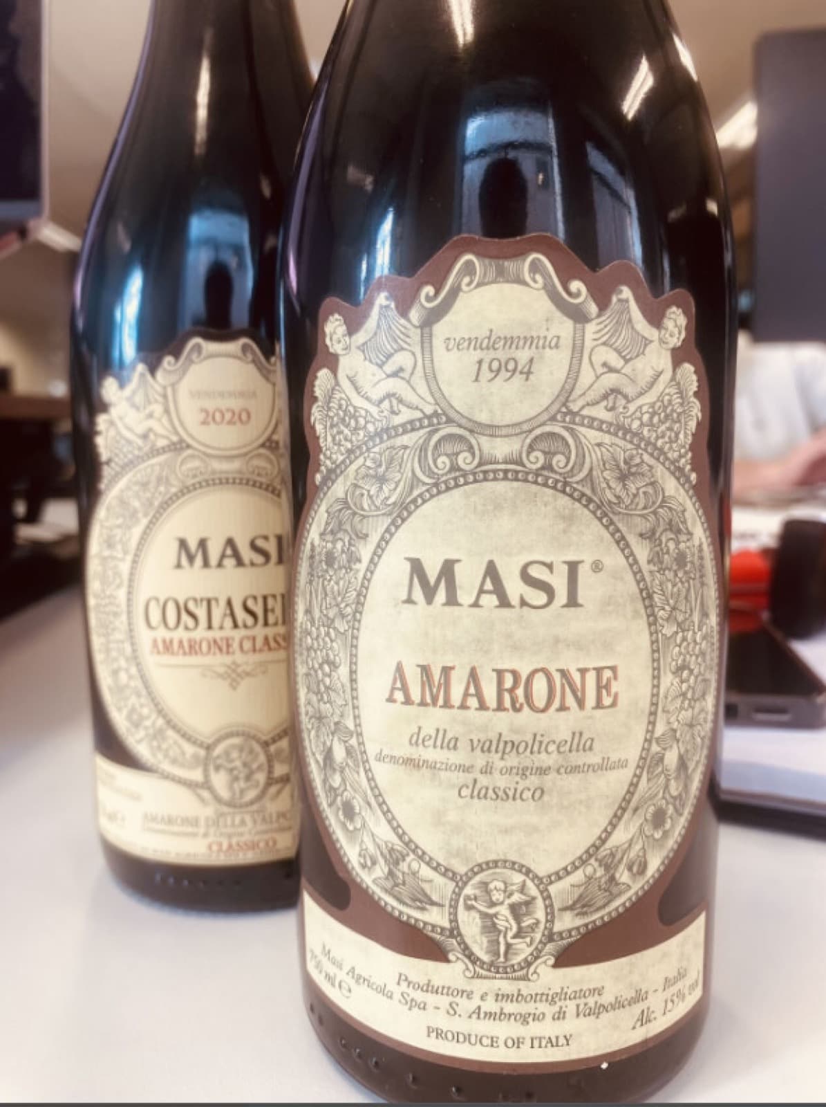 A Masi Amarone bottle, the HBG year-one anniversary gift